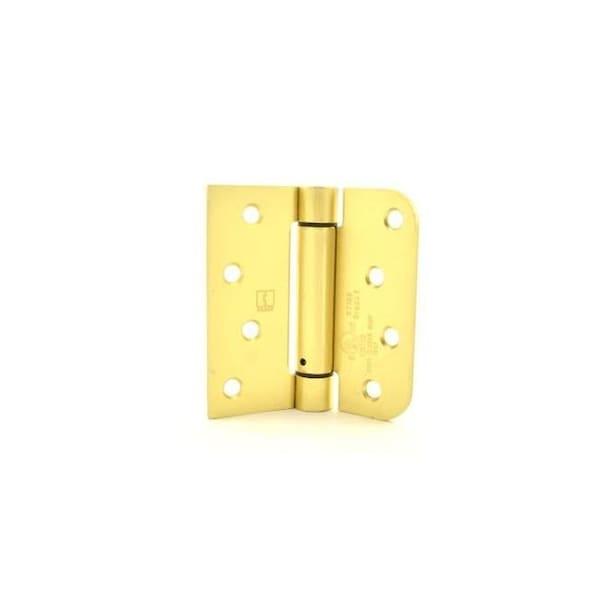 Hager 175444 4 x 4 in. Square by 0.625 in. Radius Corner Steel Full Mortise Residential Spring Hinge; No. 118766 Satin Brass 175444 - main